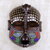 Máscara africana de madera con cuentas - Máscara de madera con temática de elefante con cuentas de latón y vidrio