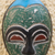 Máscara de madera africana - Máscara de madera africana hecha a mano azul y verde