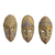 African beaded wood masks, 'Wise Counsel' (set of 3) - Artisan Crafted Small Wood Masks with Glass Beads (Set of 3) thumbail