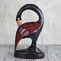 Wood sculpture, 'Sankofa' - Hand Carved Sese Wood Bird Sculpture from West Africa
