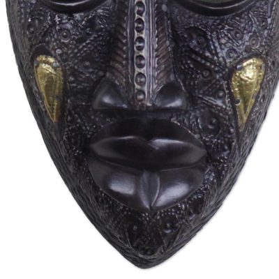 African wood mask, 'Odwira' - Hand Carved African Wood Odwira Festival Mask