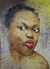 'Ahoufe' - Retrato original de una mujer pintada en acrílico de Ghana