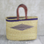 Leather accented raffia tote bag, 'Oval Basket' - Hand Woven Raffia Tote with Leather Handles thumbail