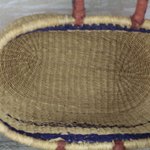 Leather accented raffia tote bag, 'Oval Basket' - Hand Woven Raffia Tote with Leather Handles
