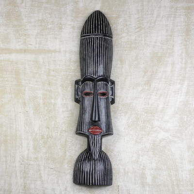 African wood mask, 'Bearded Elder' - African Hand Carved Wood Mask of Bearded Elder
