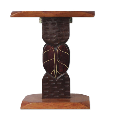 Wood accent table, 'Magnificent Elephant' - Hand Carved Sese Wood Elephant Accent Table from Ghana