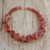 Agate and recycled glass beaded necklace, 'Coral Kiss' - Handmade Coral Red Agate and Recycled Glass Beaded Necklace