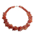Agate and recycled glass beaded necklace, 'Coral Kiss' - Handmade Coral Red Agate and Recycled Glass Beaded Necklace