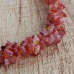 Agate and recycled glass beaded necklace, 'Coral Kiss' - Handmade Coral Red Agate and Recycled Glass Beaded Necklace