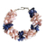 Agate beaded bracelet, 'Agate Splendor' - Peach and Blue Agate Chip Beaded Bracelet with Hook Clasp