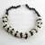 Agate beaded necklace, 'Magical Monochrome' - Black and Off-White Agate Beaded Necklace Handmade in Ghana