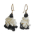 Agate beaded cluster earrings, 'Magical Monochrome' - Black and Off-White Agate Cluster Earrings Handmade in Ghana