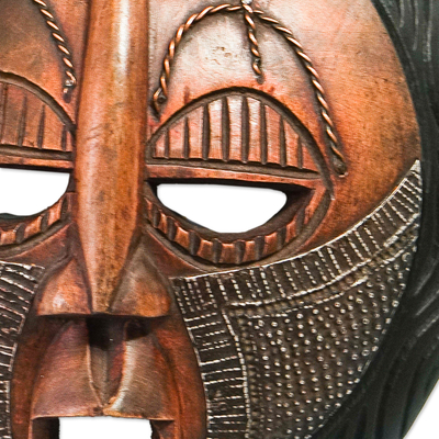 Hand Carved Round African Mask Made From Sese Wood Ancient Round Novica