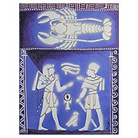 'Confrontation' - Unique Acrylic Painting of Egyptian Men and Symbols