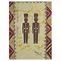 'Koti I' - West African Style Acrylic Painting of Uniformed Policemen