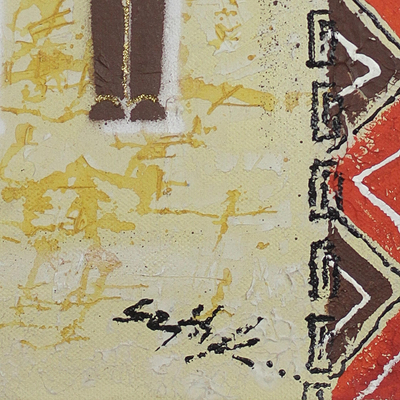 „Koti II“. - Original-Acryl auf Leinwand im westafrikanischen Stil