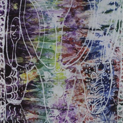 Wandbehang aus Baumwollbatik, 'Echoes of Africa' - Kunsthandwerklich hergestellte mehrfarbige Baumwoll-Batik-Wandhängung