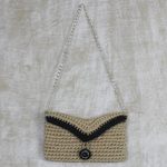 Macrame shoulder bag, 'Wheat Splendor' - Wheat Colored Cord Shoulder Bag with Chain Strap from Ghana