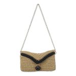 Macrame shoulder bag, 'Wheat Splendor' - Wheat Colored Cord Shoulder Bag with Chain Strap from Ghana