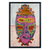 Baumwoll-Batik-Collage – Handgefertigtes Öl auf Baumwoll-Batik-Afrikaner-Masken-Collage