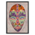 Baumwoll-Batik-Collage, „Onua“ – ghanaische Batik-Collage mit afrikanischen Masken in einem Holzrahmen