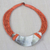 Horn pendant necklace, 'Somo' - Crescent-Shaped Horn Pendant Orange Leather Cord Necklace (image 2) thumbail
