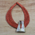Leather and bone statement necklace, 'Laami' - Ghanaian Orange Leather and Bone Statement Cord Necklace (image 2) thumbail