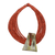 Leather and bone statement necklace, 'Laami' - Ghanaian Orange Leather and Bone Statement Cord Necklace thumbail