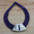 Leather and bone statement necklace, 'Sunooga' - Ghanaian Dark Blue Leather and Bone Statement Cord Necklace (image 2) thumbail