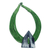 Collar con colgante de cuerno, 'Zinlafa' - Collar de cordón de cuero verde con colgante de cuerno en forma de triángulo