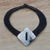 Horn pendant necklace, 'Pamga' - Diamond-Shaped Horn Pendant Black Leather Cord Necklace thumbail