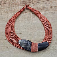 Horn pendant necklace, 'Tuumsongo'