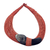 Horn-Anhänger-Halskette, 'Tuumsongo' - Bumerang-Horn-Anhänger, orangefarbene Lederband-Halskette