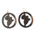 Ebony wood dangle earrings, 'African Circle' - Africa-Themed Ebony Wood Dangle Earrings from Ghana