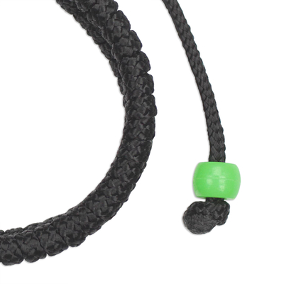 Braided cord bracelet, 'Green Pop' - Adjustable Braided Cord Bracelet from Ghana
