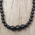 Ebony wood beaded necklace, 'Elegant Circle' - Black Ebony Wood Beaded Necklace from Ghana (image 2b) thumbail