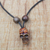 Wood and recycled plastic pendant necklace, 'Amazing Skull' - Wood and Recycled Plastic Skull Necklace from Ghana (image 2b) thumbail