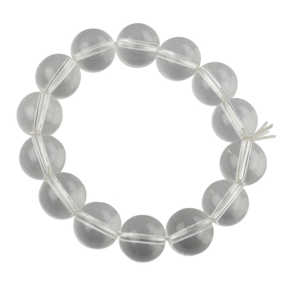 Clear Water Recycled Round Glass Beaded Stretch Bracelet