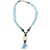 Horn and recycled glass beaded pendant necklace, 'Mother's Embrace' - Sky Blue and Black Beaded Glass Horn Pendant Necklace