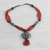 Ceramic and recycled glass beaded pendant necklace, 'Terracotta Dream' - Ceramic and Glass Beaded Pendant Necklace in Red from Ghana (image 2) thumbail