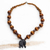 Glass beaded ebony wood pendant necklace, 'Shadow Elephant' - Glass Beaded Ebony Wood Elephant Pendant Necklace