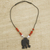 Ebony wood beaded pendant necklace, 'Rustic Elephant' - Ebony Wood Elephant Beaded Pendant Necklace from Ghana (image 2) thumbail