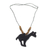 Wood pendant necklace, 'Wild Giraffe' - Handmade Wood Beaded Pendant Giraffe Necklace from Ghana thumbail