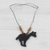 Wood pendant necklace, 'Wild Giraffe' - Handmade Wood Beaded Pendant Giraffe Necklace from Ghana (image 2b) thumbail