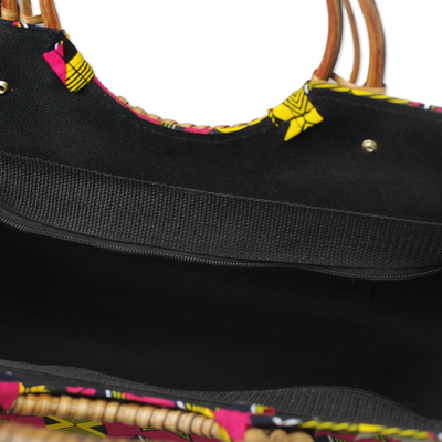 Handtasche mit Baumwollgriff - Handgefertigte ghanaische Handtasche aus 100 % Baumwolle mit geometrischem Sterngriff