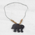Wood pendant necklace, 'Wild Elephant' - Handmade Wood Beaded Pendant Elephant Necklace from Ghana (image 2b) thumbail