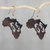 Ebony dangle earrings, 'Adinkra Africa' - Handmade Ebony Wood Africa Map Dangle Earrings from Ghana (image 2) thumbail