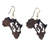 Ebony dangle earrings, 'Adinkra Africa' - Handmade Ebony Wood Africa Map Dangle Earrings from Ghana thumbail