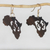 Ebony dangle earrings, 'Adinkra Africa' - Handmade Ebony Wood Africa Map Dangle Earrings from Ghana (image 2b) thumbail