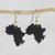 Ebony dangle earrings, 'Africa Atlas' - Handmade Ebony Wood Africa Map Dangle Earrings from Ghana